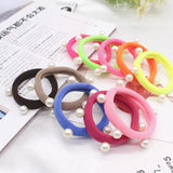 8 Pcs/lot Candy Fluorescence Colored Hair Holders High Quality Pearl Rubber Bands Hair Elastics Accessories Girl Women Tie Gum