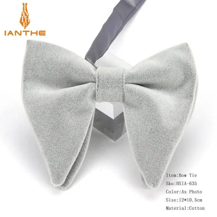 Men's Big Bow Ties For Women Men Micro Suede Bowtie Candy Solid Corduroy Butterfly Soft Lithe Gravata Wedding Party Tie Bowknot