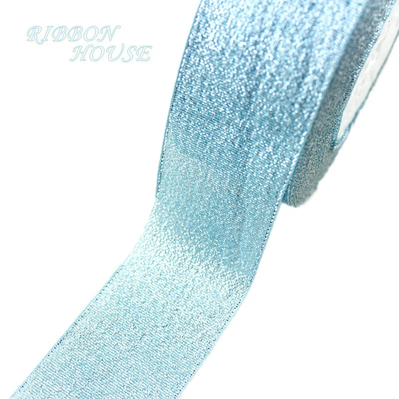 (25 yards/lot) Sky Blue polyester ribbon Christmas packaging ribbon high-grade quality squares ribbons 6/10/20/25/40mm