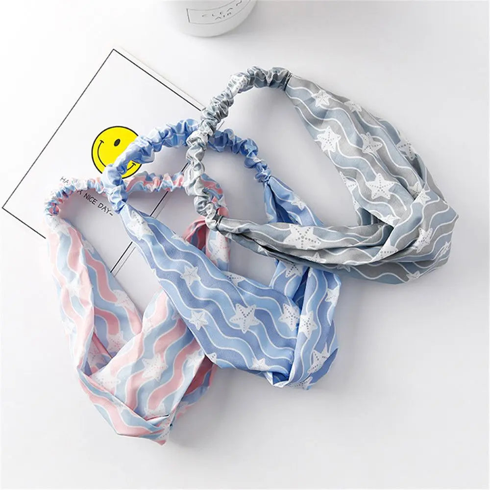 Korean Style Summer Lovely Hairband Women Hair Accessories Turban Twist Cross Headwrap Girl Floral Elastic Knotted Headwear