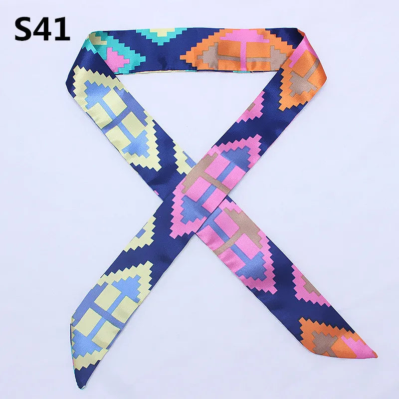 47 Colors Brand Bandana Small Silk Bag Scarf Women Head Hijab Scarf Long Skinny Scarves For Ladies Fashion Headband