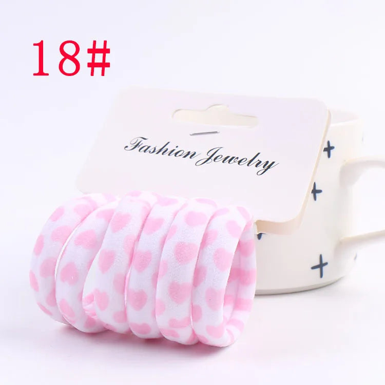 6PCS/Sett Cute Girls Elastic Hair Bands Scrunchies Ponytail Holder Rubber Bands Hair Ties Sweet Kids Hair Rope Hair Accessories