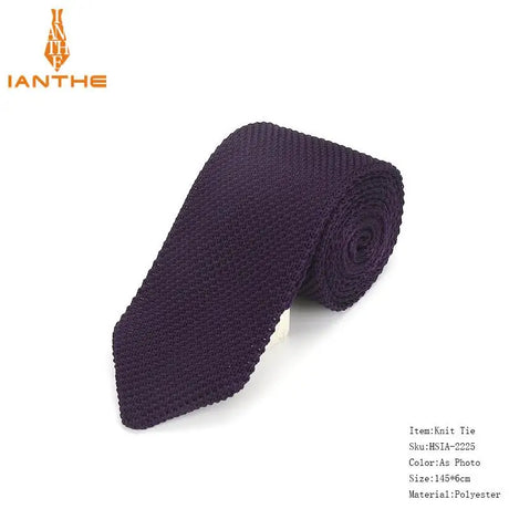 Fashion Slim Neck Tie Wedding Knitt Necktie for Men Skinny Knit Ties Man Gravata Candy Color Navy Narrow Knitted Slim Neckties