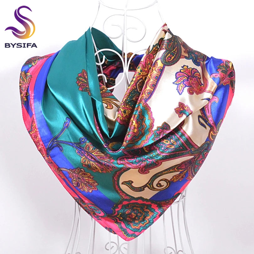 New Style Snakeskin Pattern Square Scarves Wraps Printed Hot Sale Women Pink Blue Silk Scarf Shawl Unisex Muslim Silk Muffler