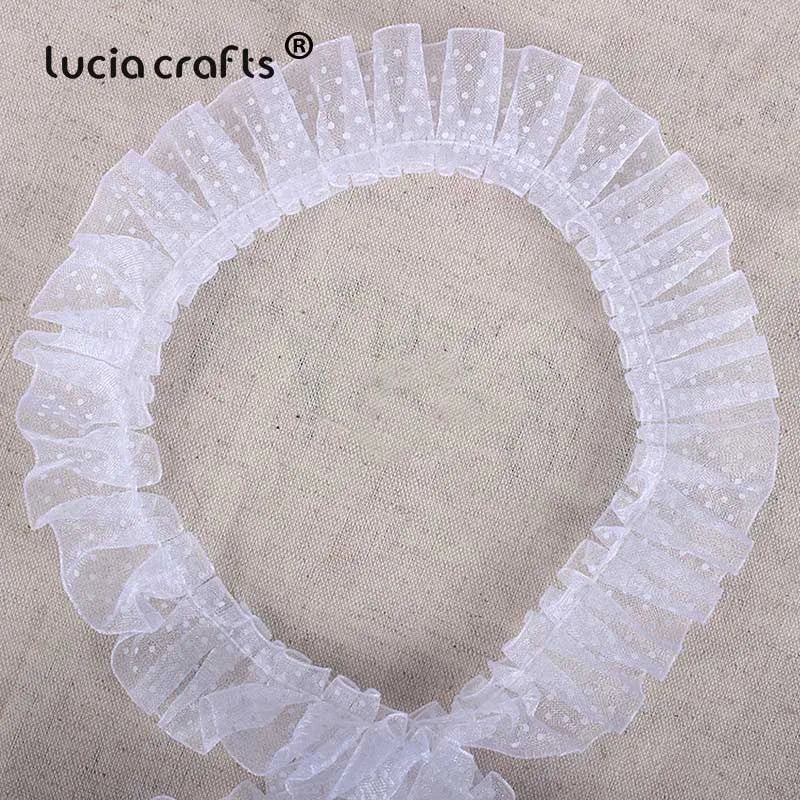 Lucia Crafts 5yards Trim Fold Lace Ribbons Dot Lace For Handmade  Dress Garment Sewing Accessories R0406