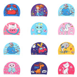 Children Cartoon Swimming Cap Kids Elastic Fabric Swiming Pool Water Sport Protect Ears Hat Swim Bathing Hats Caps Boys Girls