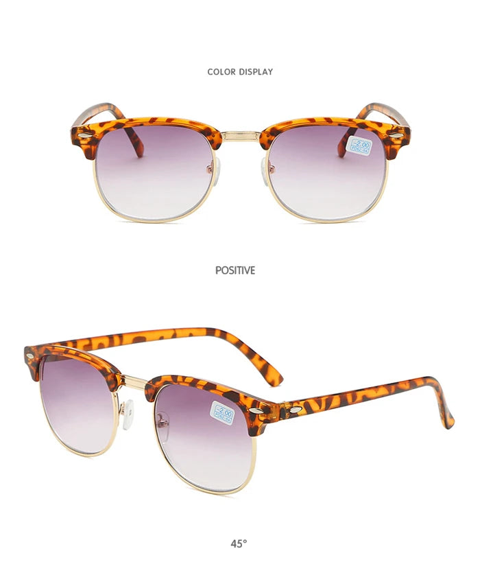 Men Women Students Myopia Sunglasses Metal Half Frame Nearsighted Gray Lens Glasses -0.5 -1 -1.5 -2 -2.5 -3 -3.5 -4 -4.5 -5 -6