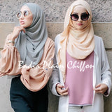 70*180cm One Piece High Quality Hot Women Muslim Solid Plain Chiffon Hijabs Long Georgette Shawls Islamic Headwear Wraps Scarves