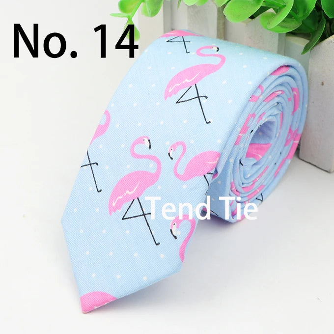 Cotton Men's Colourful Tie Duck Dog Fruit Flower Ties Narrow Kids Children Necktie Slim Skinny Cravate Narrow Thick Neckties