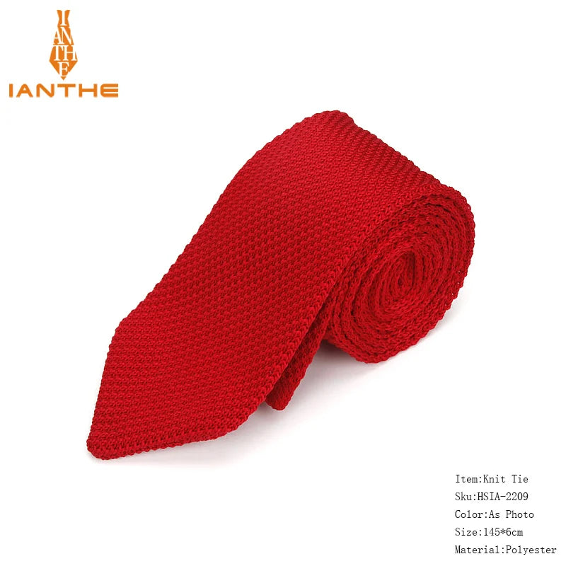 Fashion Slim Neck Tie Wedding Knitt Necktie for Men Skinny Knit Ties Man Gravata Candy Color Navy Narrow Knitted Slim Neckties