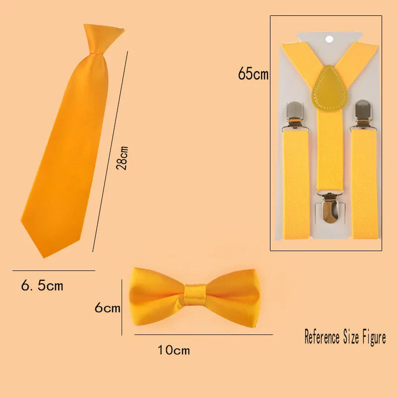 Fashion 3PCS School Boys girls Children Kids brace elastic Suspenders for shirt suspensorio Tie Bowties butterfly  Set TR0001