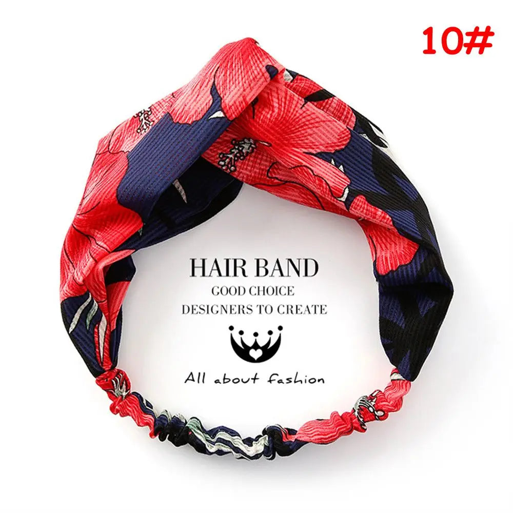 Korean Style Summer Lovely Hairband Women Hair Accessories Turban Twist Cross Headwrap Girl Floral Elastic Knotted Headwear