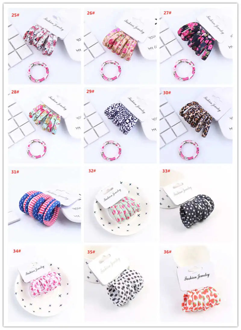 6PCS/Sett Cute Girls Elastic Hair Bands Scrunchies Ponytail Holder Rubber Bands Hair Ties Sweet Kids Hair Rope Hair Accessories