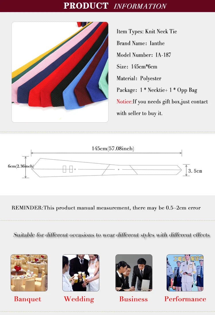 Fashion Slim Neck Tie Wedding Knitt Necktie for Men Skinny Knit Ties Man Gravata Candy Color Navy Narrow Knitted Slim Neckties