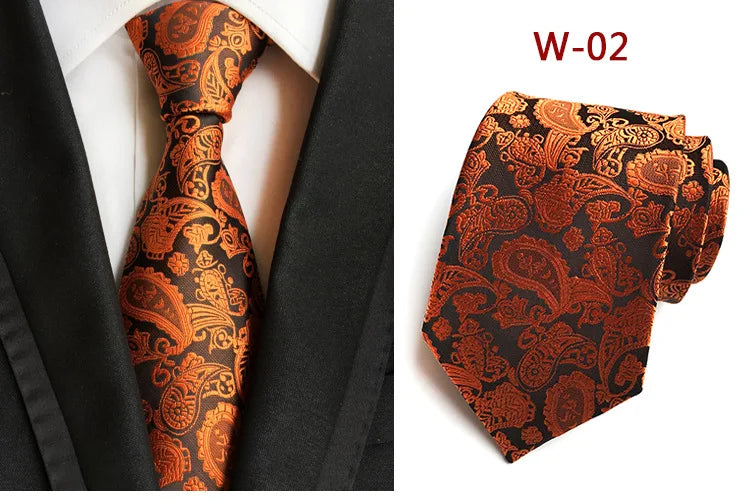 New Striped Silk Tie 8cm Luxury Paisley Necktie Red Bule Purple Polyester Neck Tie For Men Formal Business Wedding Party Ties