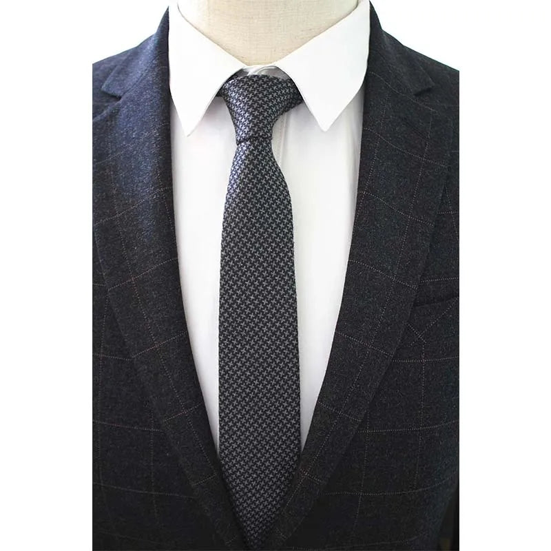 JEMYGINS Original High Quality Cotton 2.4'' Skinny Plaid Solid Cashmere Tie Wool Men Neck Tie For Youth Working Meeting