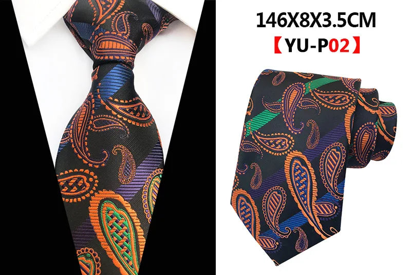 New Design Paisley Plaid Jacquard Woven Silk Mens Ties Neck Tie 8cm Striped Ties for Men Business Suit Business Wedding Party