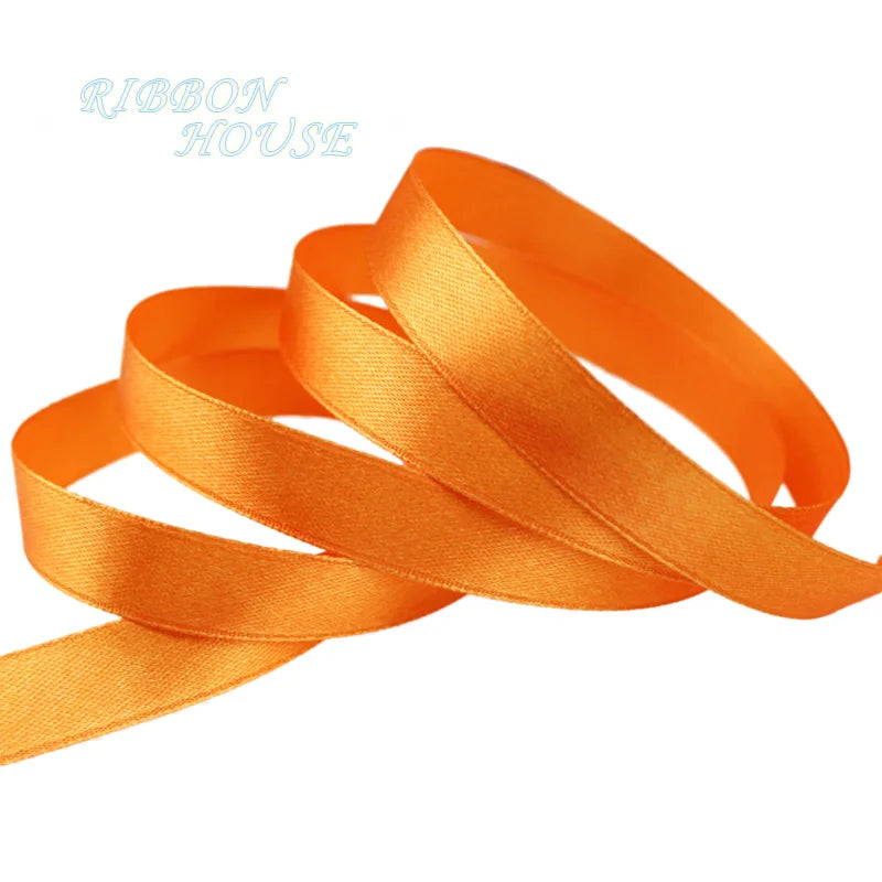 (25 yards/roll) Orange Single Face Satin Ribbon Gift Wrapping Christmas ribbons Wholesale