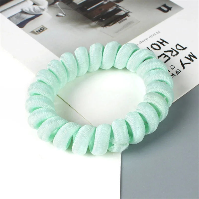 High Elasticity Telephone Coil Hairbands Women Spiral Hair Ties Girls Hair Rings Rope Solid Color Hair Accessories Gum Scrunchy