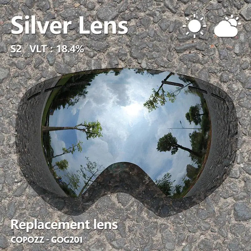 Sunny Cloudy Lens for ski goggles GOG-201 anti-fog UV400 large spherical ski glasses snow goggles eyewear lenses(Only Lens)