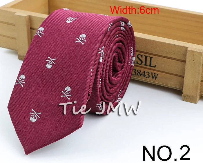 Skull Ties For Men New Casual Slim Classic Polyester Neckties Fashion Man Tie for Wedding Halloween Party Male tie Neckwear