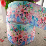 1" 25mm/1-1/2" 38mm 5 Yards Flowers Printed Grosgrain Ribbons DIY 100% Polyester Hair Bows Handmade Grosgrain Ribbons 18091905