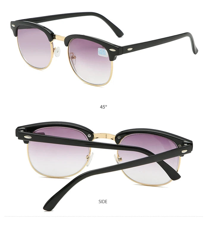 Men Women Students Myopia Sunglasses Metal Half Frame Nearsighted Gray Lens Glasses -0.5 -1 -1.5 -2 -2.5 -3 -3.5 -4 -4.5 -5 -6