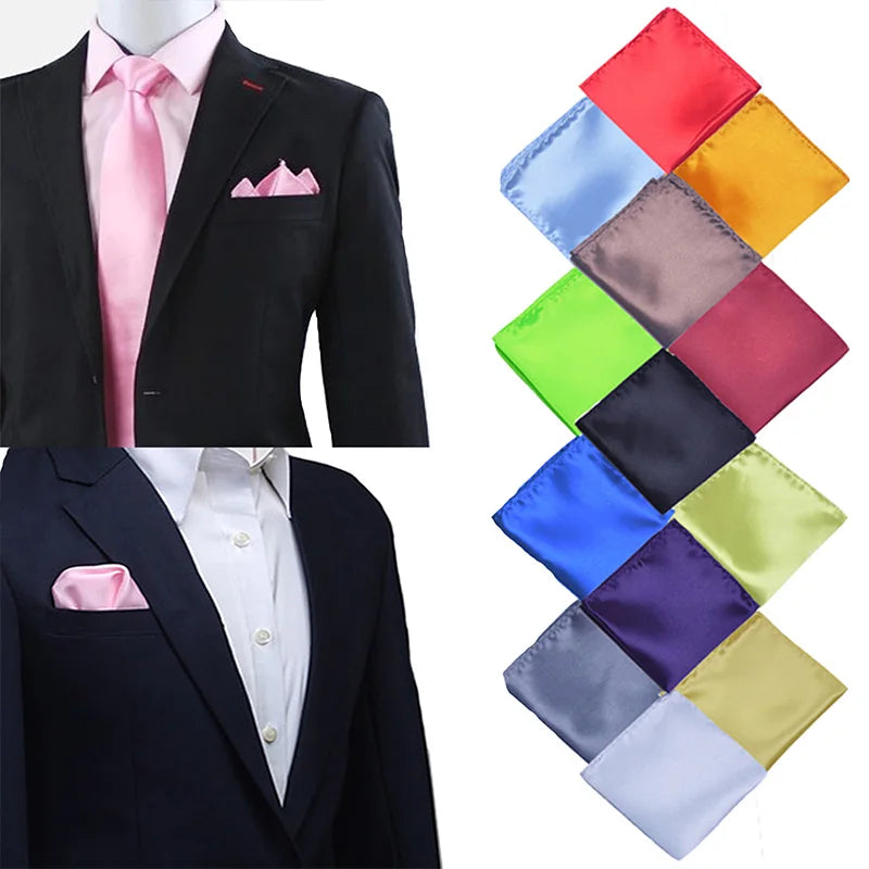 Satin Handkerchief For Men Candy Color Mens Suits Pocket Square Business Chest Towel Hanky Suit Napkin Solid  Sale