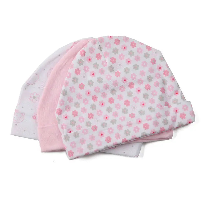 New Born Baby Boy Hats 3/5Pieces Cotton Baby Girls Hats Cartoon 0-6Months Unisex Soft Solid Color Infant Accessories