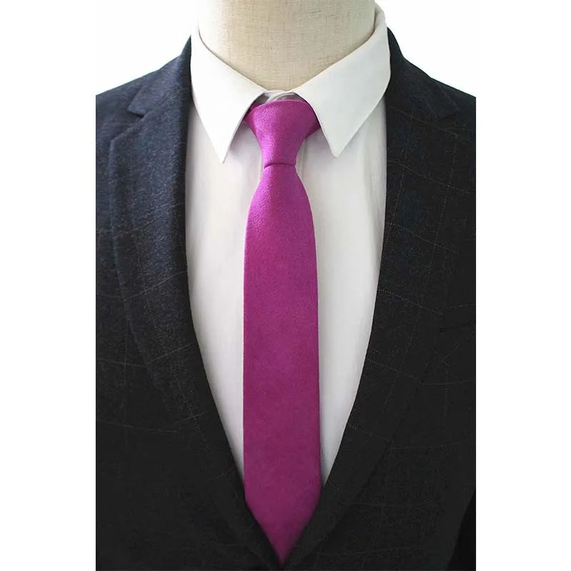 JEMYGINS Original High Quality Cotton 2.4'' Skinny Plaid Solid Cashmere Tie Wool Men Neck Tie For Youth Working Meeting