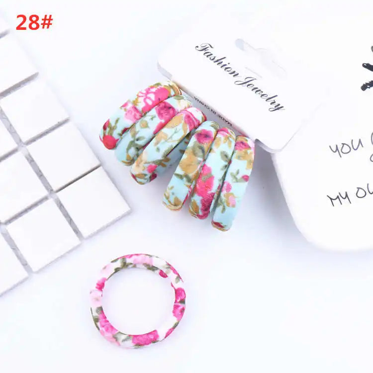 6PCS/Sett Cute Girls Elastic Hair Bands Scrunchies Ponytail Holder Rubber Bands Hair Ties Sweet Kids Hair Rope Hair Accessories