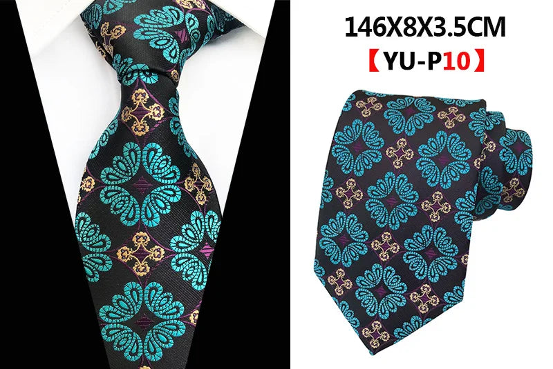 New Design Paisley Plaid Jacquard Woven Silk Mens Ties Neck Tie 8cm Striped Ties for Men Business Suit Business Wedding Party