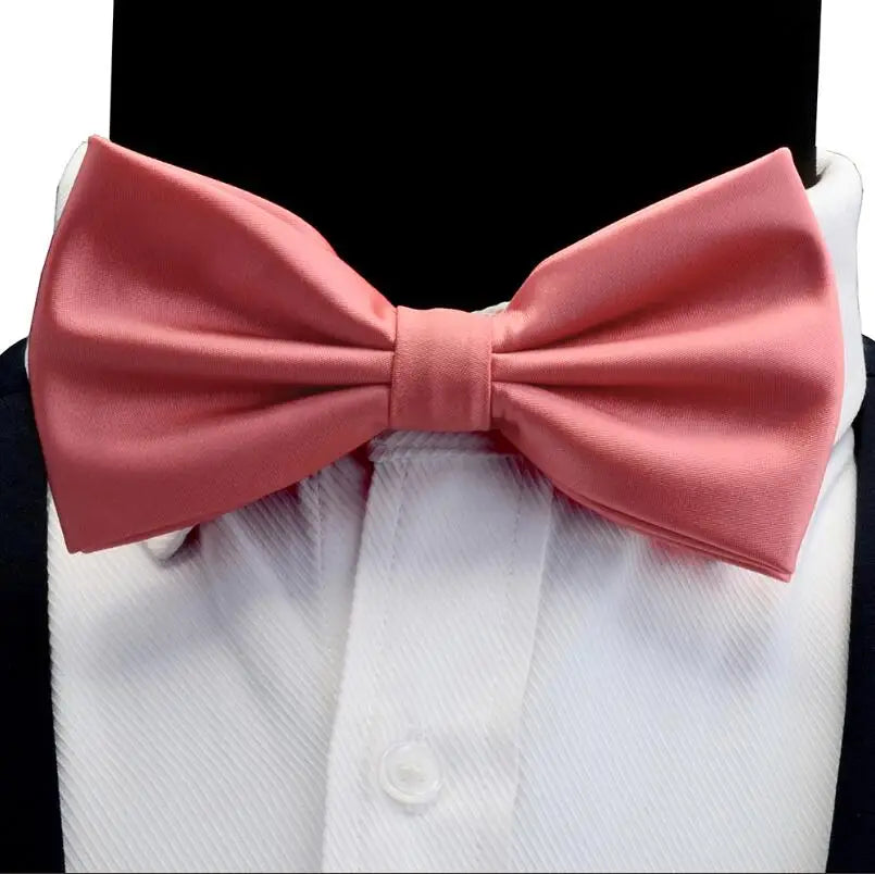 GUSLESON Silk Solid Pre-tied Bow Tie for Men Purple Black Yellow Double Fold Bow ties Waterproof Wedding Business Bowtie