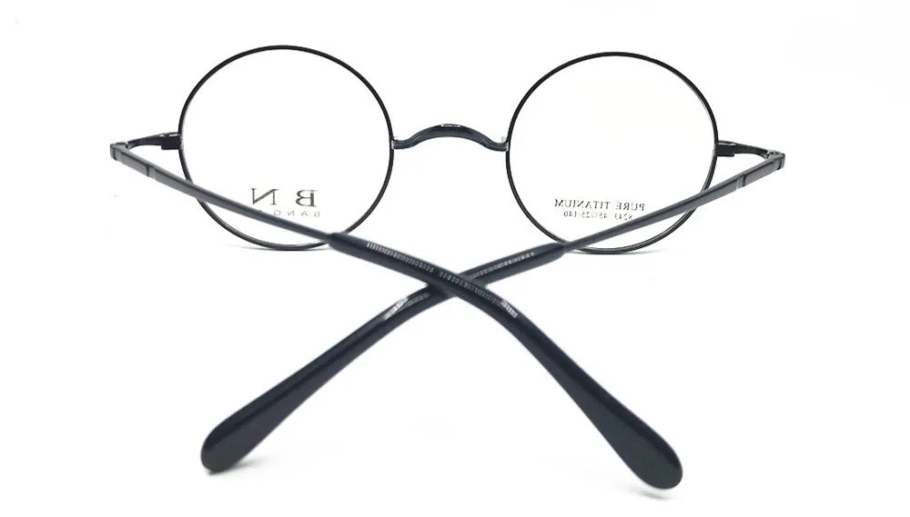 Pure Titanium Vintage 45mm Small Round Eyeglass Frames Full Rim Rx able Glasses