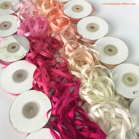 7mm 10mts to 50mts per roll 100% pure natural silk satin  taffeta ribbon solid color for embroidery designs,free shipping