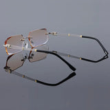 Reven Jate 58128 Pure Titanium Rimless Diamond Cutting Man Glasses Frame Optical Prescription Eyeglasses Men Eyewear Fashion
