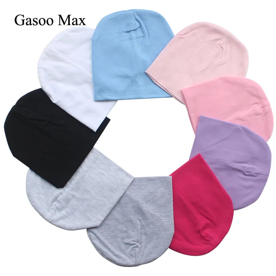 Cotton Newborn Baby Hat Girl Boy Cap Newborn 0-2Years Kids Beanie Candy Color White Black Cotton Casual Nightcap Children Cap