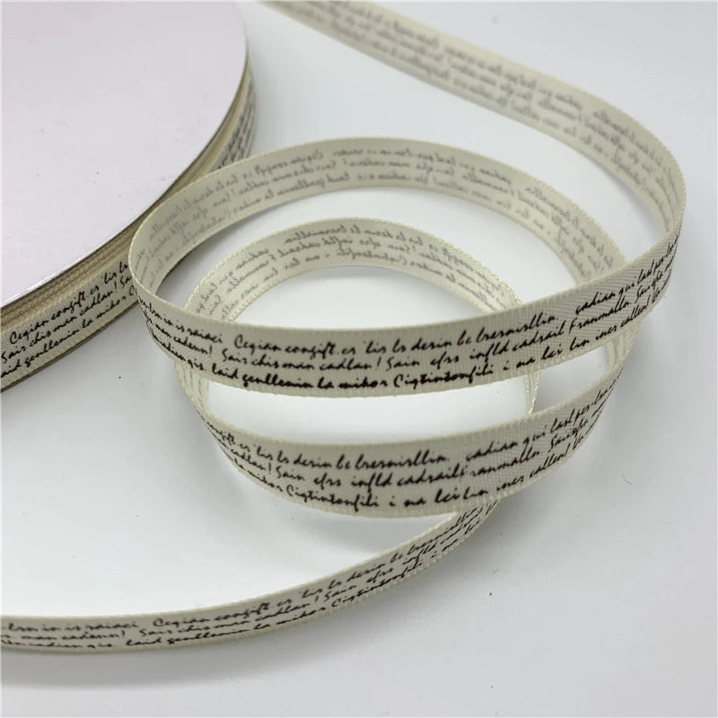 5yards/Lot 10mm Polyester Ribbon Handmade Design Printed Text Ribbons For Wedding Christmas Decoration DIY Sewing Fabric