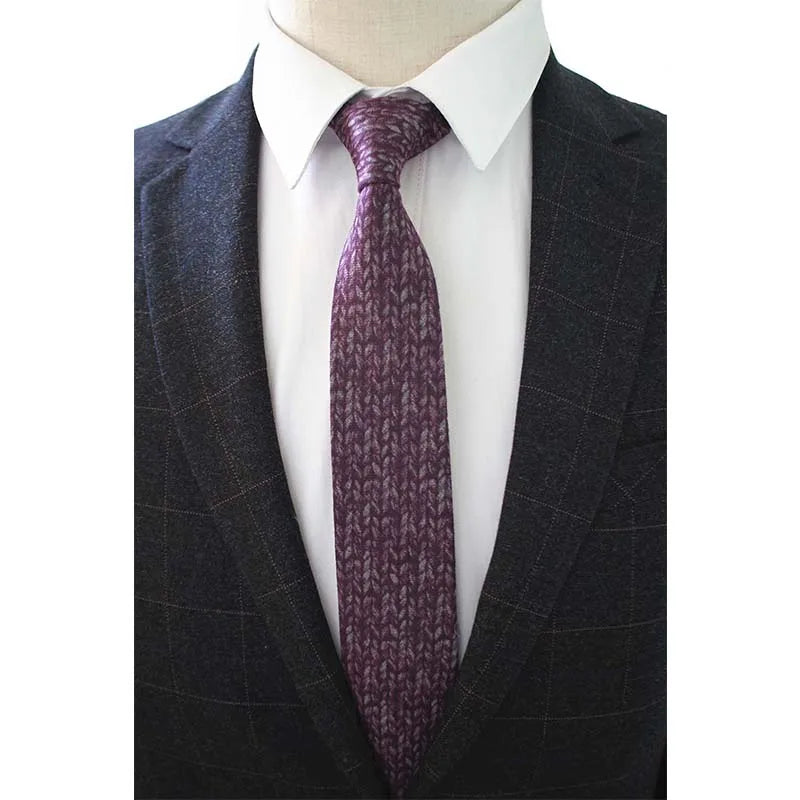 JEMYGINS Original High Quality Cotton 2.4'' Skinny Plaid Solid Cashmere Tie Wool Men Neck Tie For Youth Working Meeting