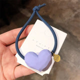 Girls Cute Heart Elastic Hair Bands Korean Hair Ties Hair Bow  Scrunchies Rubber Ponytail Holder Women Hair Accessories