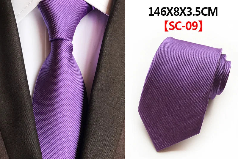 New Striped Silk Tie 8cm Luxury Paisley Necktie Red Bule Purple Polyester Neck Tie For Men Formal Business Wedding Party Ties