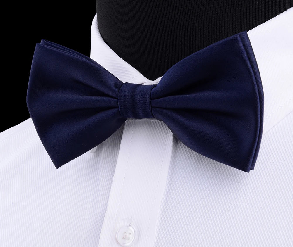 GUSLESON Silk Solid Pre-tied Bow Tie for Men Purple Black Yellow Double Fold Bow ties Waterproof Wedding Business Bowtie