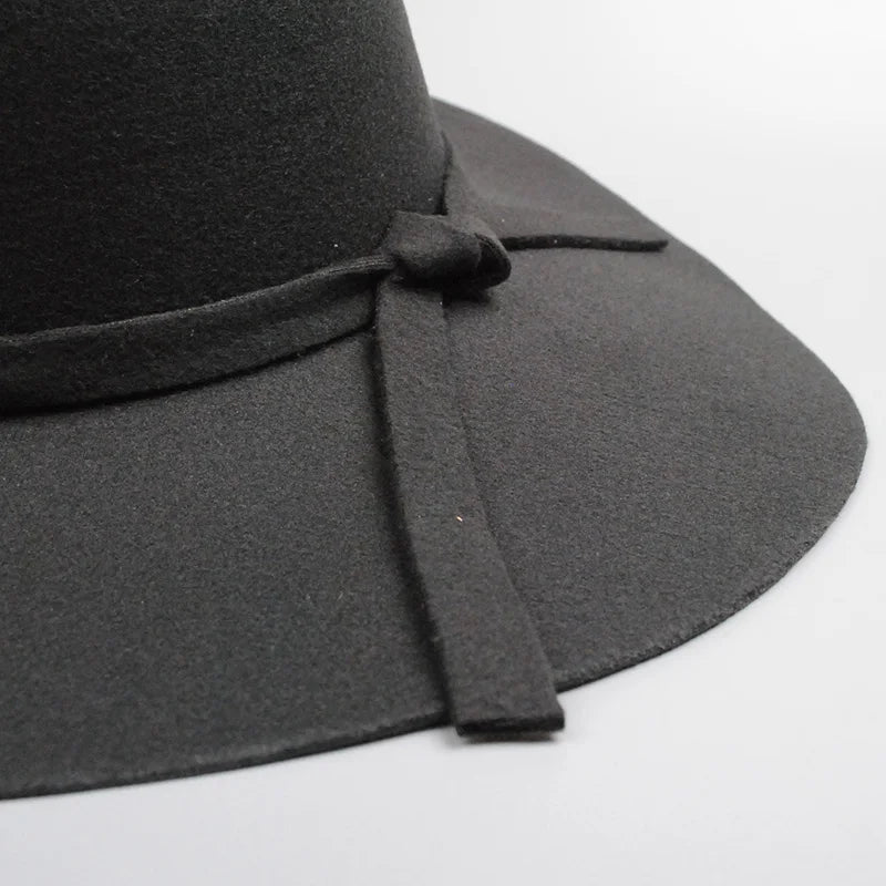 Fashion Winter Fedora Hats for Women Hat Vintage Bowler Jazz Top Cap Felt Wide Brim Floppy Sun Beach Cashmere Church Caps