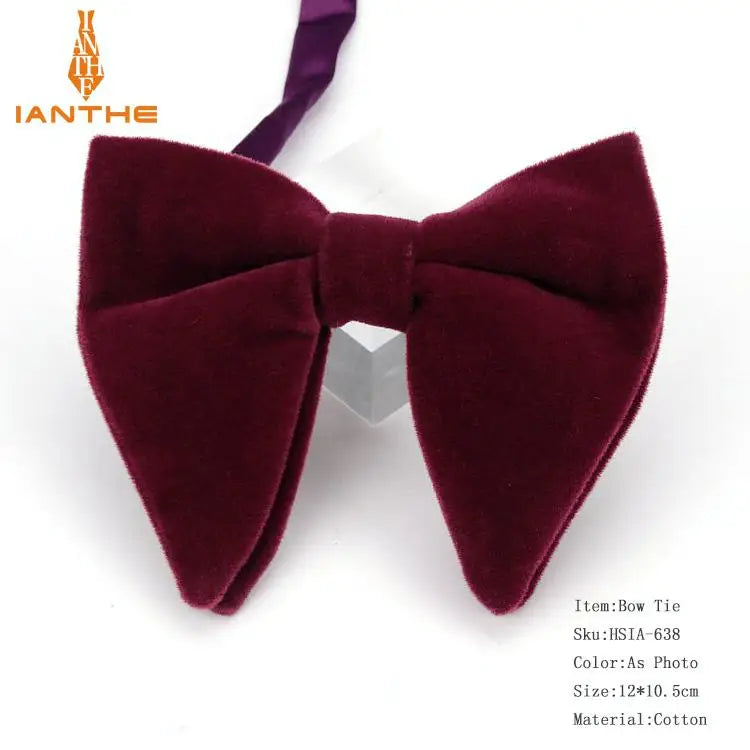 Men's Big Bow Ties For Women Men Micro Suede Bowtie Candy Solid Corduroy Butterfly Soft Lithe Gravata Wedding Party Tie Bowknot