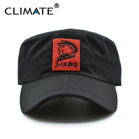 CLIMATE New Men Cool Military Caps Chinese Chairman Mao Zedong Cap Army Green Flat Top Cap The Communist Party Adult Hat Caps