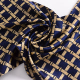 [BYSIFA] Navy Blue Gold Plaid Men Silk Scarves Fashion Accessories Autumn Winter Male Pure Silk Long Scarves Cravat 160*26cm