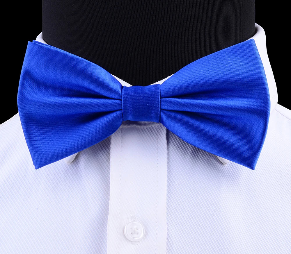 GUSLESON Silk Solid Pre-tied Bow Tie for Men Purple Black Yellow Double Fold Bow ties Waterproof Wedding Business Bowtie