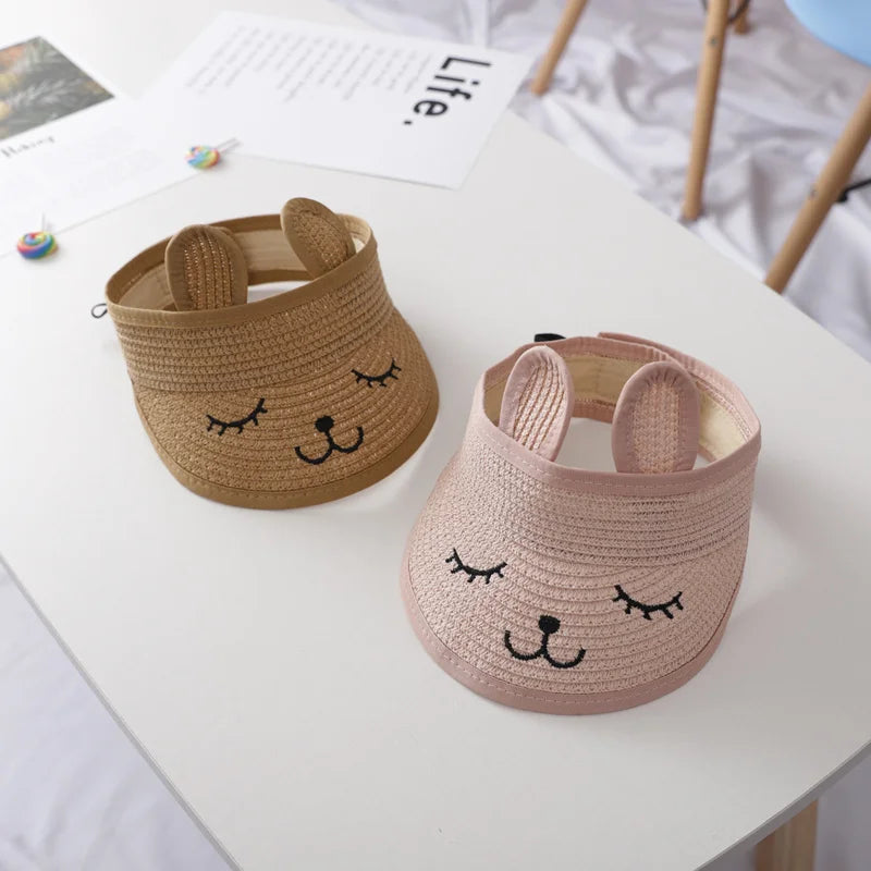Cartoon Floppy Sun Hat for Kids Summer Beach Cap Sunshade Visor Top Unisex Baby Girl Boy Children's Sun Protection Accessory