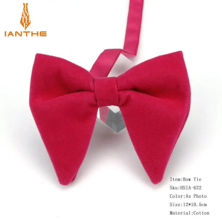Men's Big Bow Ties For Women Men Micro Suede Bowtie Candy Solid Corduroy Butterfly Soft Lithe Gravata Wedding Party Tie Bowknot