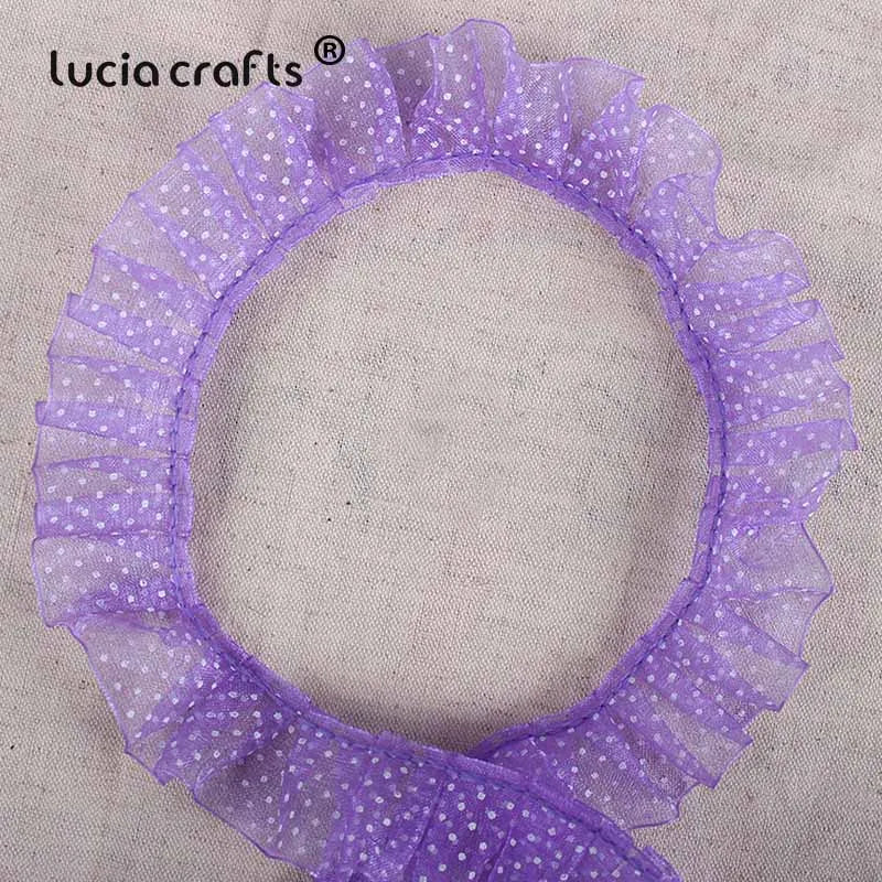 Lucia Crafts 5yards Trim Fold Lace Ribbons Dot Lace For Handmade  Dress Garment Sewing Accessories R0406